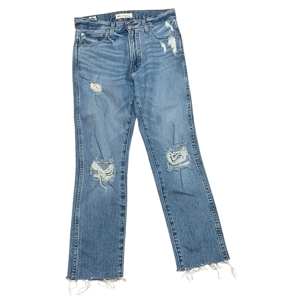 Gap 1969 Women's 27 High‎ Rise Slim Straight Distressed A Cone NC Denim Jeans
